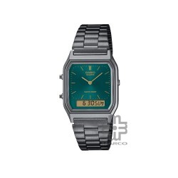 Casio Vintage AQ-230EGG-3A Black Stainless Steel Band Men Watch / Women Watch
