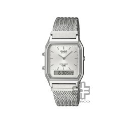 Casio Vintage AQ-230EM-7A Stainless Steel Mesh Band Men Watch / Women Watch