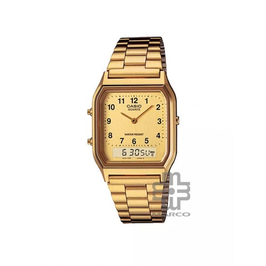 Casio Vintage AQ-230GA-9B Gold Stainless Steel Band Men Watch / Women Watch