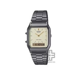 Casio Vintage AQ-230GG-9A Dark Grey Stainless Steel Band Men Watch / Women Watch