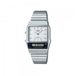 Casio Vintage AQ-800E-7A Silver Stainless Steel Band Women Watch
