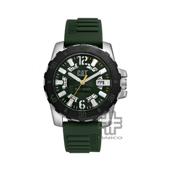 Caterpillar Steel Barricade AR-141-23-133 | Green Silicone l | Analog Watch | 10 ATM | 44MM | 2Y Warranty