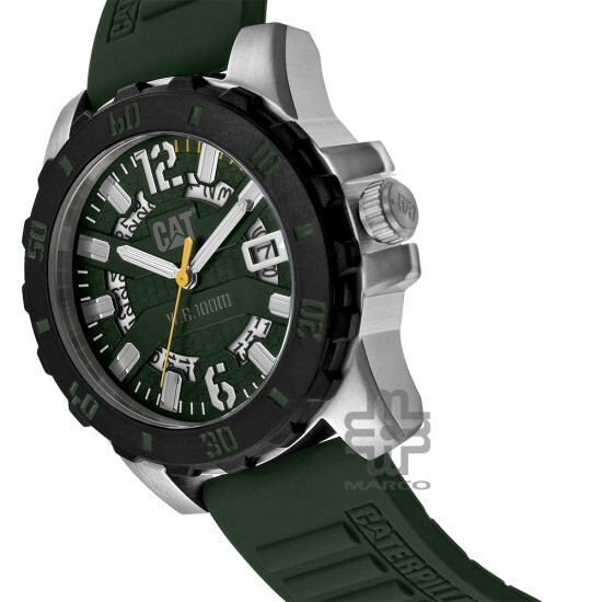 Caterpillar Steel Barricade AR-141-23-133 | Green Silicone l | Analog Watch | 10 ATM | 44MM | 2Y Warranty