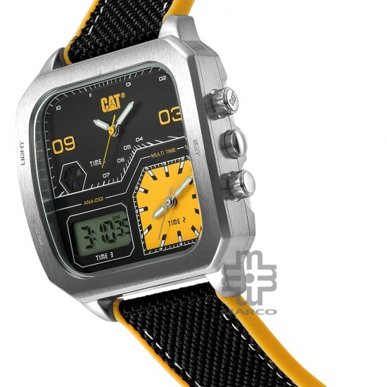 Caterpillar Retro D Multi | AS-149-21-177 | Black Yellow Nylon Strap | Ana-Digit Watch | 50M WR | 2Y Warranty