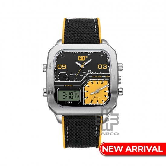 Caterpillar Retro D Multi | AS-149-21-177 | Black Yellow Nylon Strap | Ana-Digit Watch | 50M WR | 2Y Warranty
