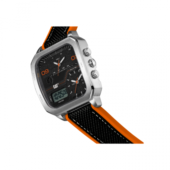 Caterpillar Retro D Multi | AS-149-28-137 | Black Orange Nylon Strap | Ana-Digit Watch | 100M WR| 2Y Warranty