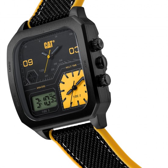 Caterpillar Retro D Multi | AS-169-21-177 | Black Yellow Nylon Strap | Ana-Digit Watch | 50M WR| 2Y Warranty