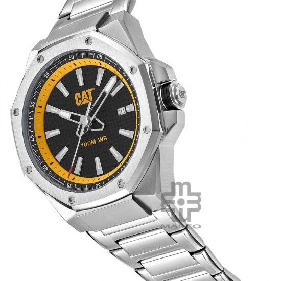 CAT HEXLINE AW-141-11-127 Silver Stainless Steel Band Analog Watch | 10 ATM | 42MM | 2Y Warranty