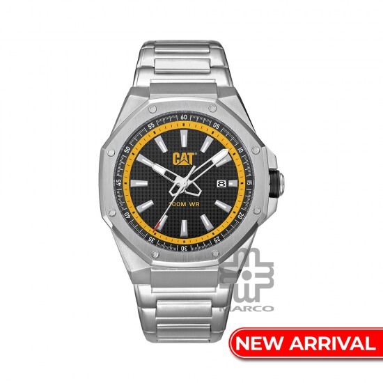 CAT HEXLINE AW-141-11-127 Silver Stainless Steel Band Analog Watch | 10 ATM | 42MM | 2Y Warranty