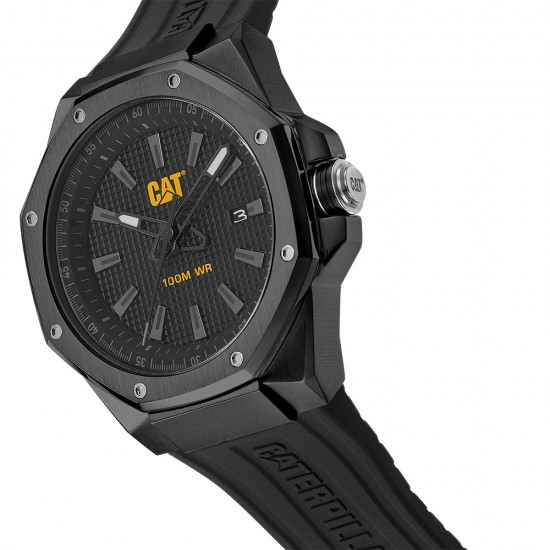 CAT HEXLINE AW-161-21-121 Black Silicone Band Analog Watch | 10 ATM | 42MM | 2Y Warranty