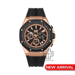 CAT HEXLINE Chrono AW-193-21-129 Black Silicone Band Analog Watch | 10 ATM | 42MM | 2Y Warranty