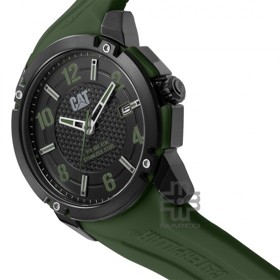 CAT ELITE AX-161-23-131 Green Silicone Band Analog Watch | 10 ATM | 46MM | 2Y Warranty