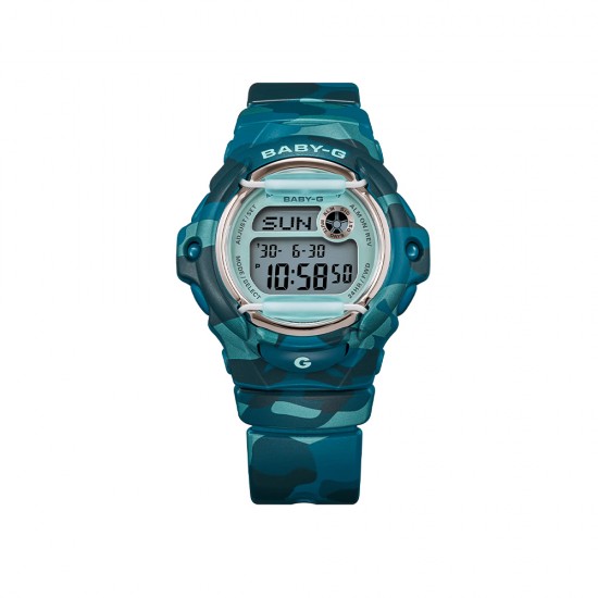 Casio Baby-G BG-169CM-2 Blue-Green Camouflage Resin Band Women Sport Watch