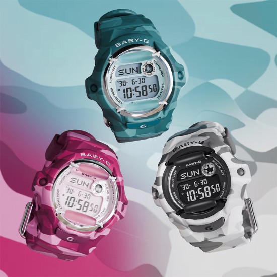 Casio Baby-G BG-169CMB-8 Grey Camouflage Resin Band Women Sport Watch