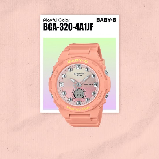 Casio Baby-G BGA-320-4A1 Orange Resin Band Women Sports Watch Casio Baby-G BGA-320-4A1 Orange Resin Band Women Sports Watch