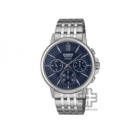 Casio Beside BMS-300D-2AV Silver Stainless Steel Band Men Watch