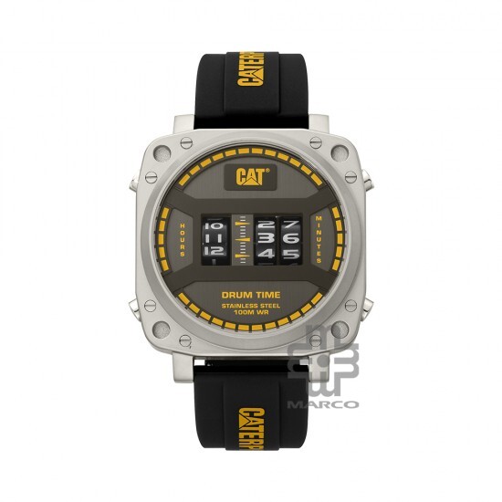 Caterpillar Drum DR-141-21-117 | Silver |Silicone Strap | Drum Roller | Men Watch