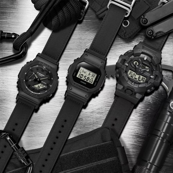 Casio G-Shock Utility Black Series DW-5600BCE-1 Black Cloth Band (CORDURA® Eco Fabric) Men Sports Watch