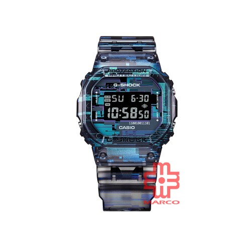 Casio G-Shock Digital Glitch Series DW-5600NN-1 Translucent Blue-Purple Resin Band Men Sports Watch