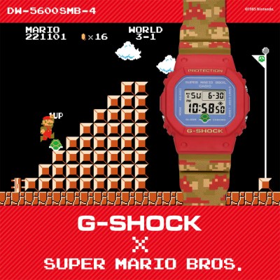 Casio G-Shock x Super Mario Bros. DW-5600SMB-4 Red and Brown Resin Band Men Sport Watch