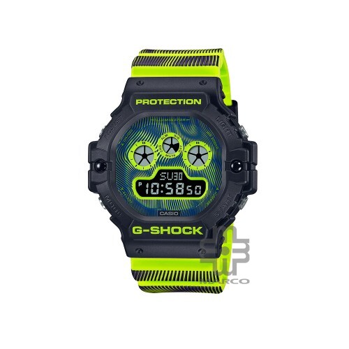 Casio G-Shock Time Distortion Series DW-5900TD-9 Fluorescent Blue & Yellow Resin Band Men Sport Watch