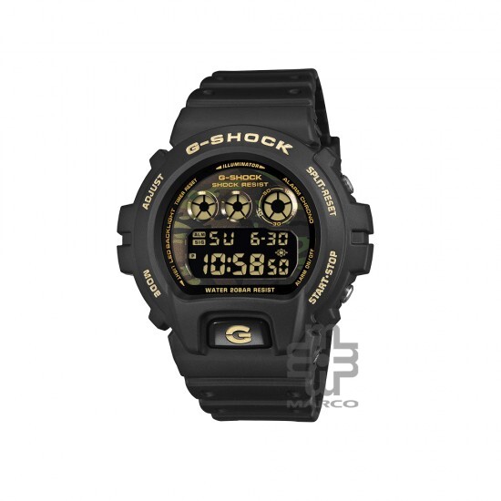Casio G-Shock Bold Camo Series, Camo and Gold DW-6900CF-1 Black Resin Band Men Sport Watch