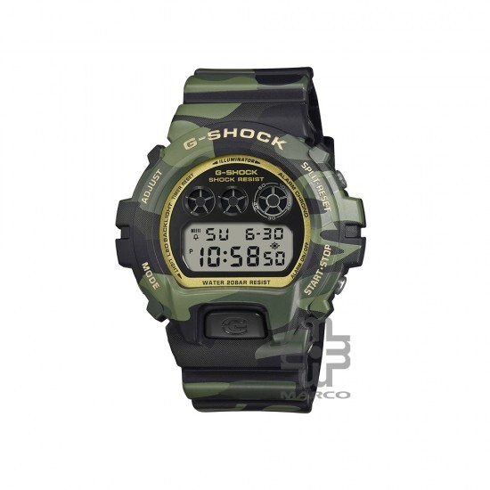 Casio G-Shock Bold Camo Series, Camo and Gold DW-6900CMG-3 Green Camouflage Resin Band Men Sport Watch