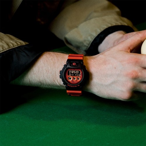 Casio G-Shock Time Distortion Series DW-6900TD-4 Fluorescent Red Resin Band Men Sport Watch