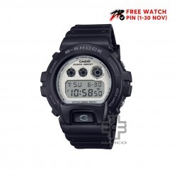 Casio G-Shock Black and Brilliant White Series DW-6900WD-1 Black Resin Band Men Sports Watch