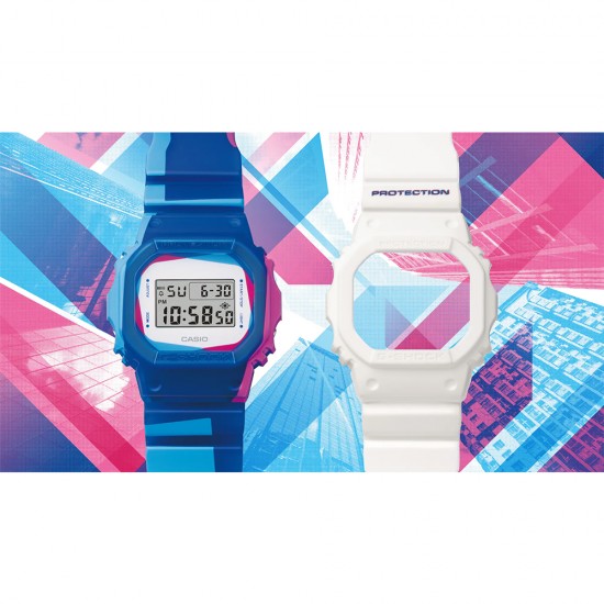 Casio G-Shock Overprint DWE-5600PR-2 Blue Resin Band Men Sports Watch