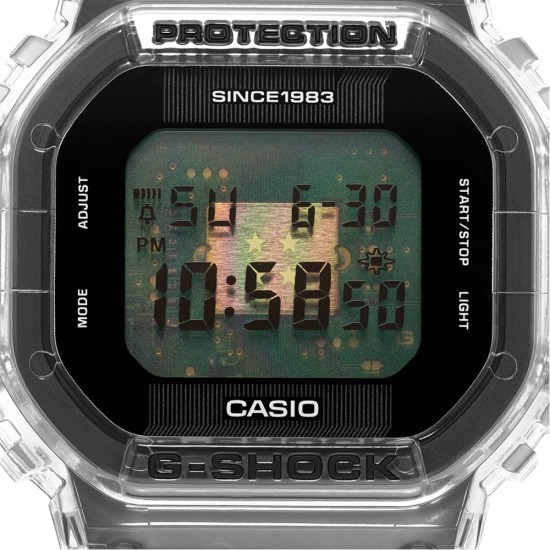 Casio G-Shock Clear Remix Series DWE-5640RX-7 White Transparent Resin Band and Stainless Steel Band Men Watch