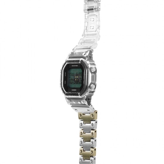 Casio G-Shock Clear Remix Series DWE-5640RX-7 White Transparent Resin Band and Stainless Steel Band Men Watch