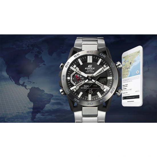 Casio Edifice ECB-2000D-1A Silver Stainless Steel Band Men Watch Casio Edifice ECB-2000D-1A Silver Stainless Steel Band Men Watch