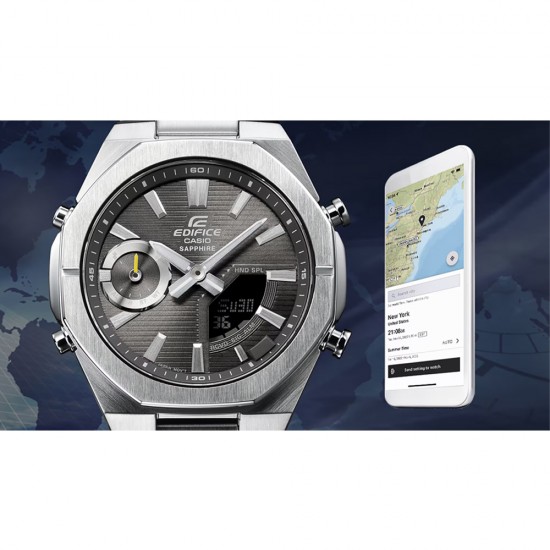 Casio Edifice ECB-S10D-8A Silver Stainless Steel Band Men Watch