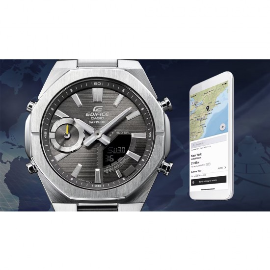 Casio Edifice ECB-S10DB-1A Silver Stainless Steel Band Men Watch Casio Edifice ECB-S10DB-1A Silver Stainless Steel Band Men Watch