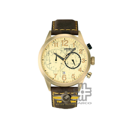 CAT EX-193-35-919 BROWN LEATHER STRAP MEN WATCH