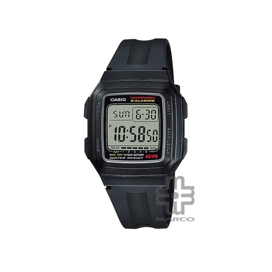 Casio General F-201WA-1A Black Resin Band Men Watch Casio General F-201WA-1A Black Resin Band Men Watch