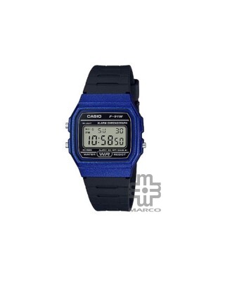 Casio General F-91WM-2A Digital Black Blue Resin Band Men Watch / Women Watch / Youth Watch