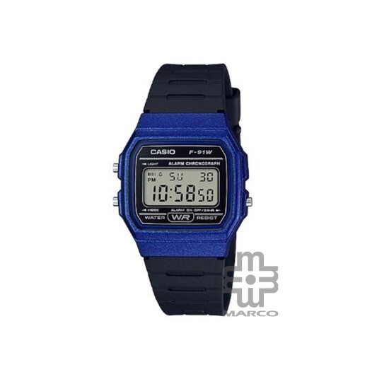 Casio General F-91WM-2A Digital Black Blue Resin Band Men Watch / Women Watch / Youth Watch
