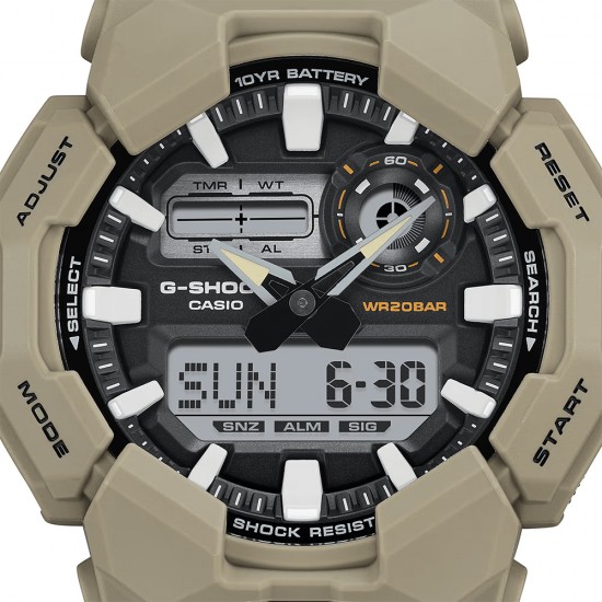 Casio G-Shock GA-010-5A Beige Bio-Based Resin Band Men Sports Watch Casio G-Shock GA-010-5A Beige Bio-Based Resin Band Men Sports Watch