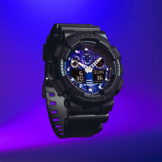 Casio G-Shock Flame Inside Series GA-100FL-1A Black Resin Band Men Sport Watch