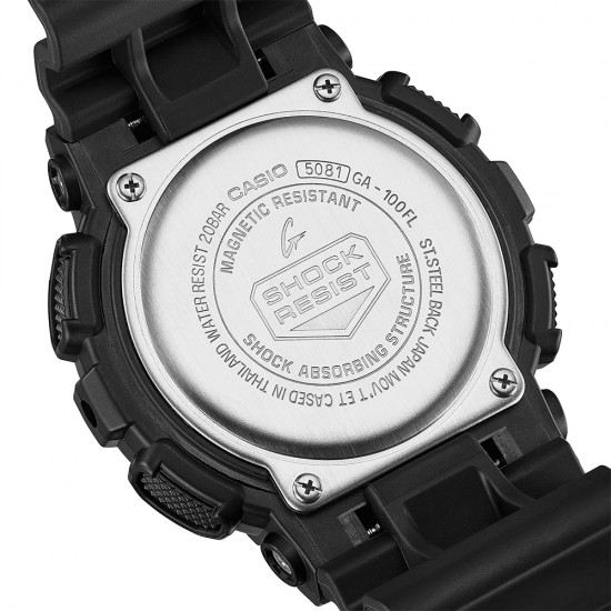 Casio G-Shock Flame Inside Series GA-100FL-1A Black Resin Band Men Sport Watch