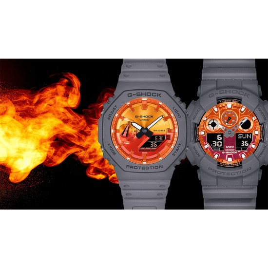 Casio G-Shock Flame Inside Series GA-100FL-8A Grey Resin Band Men Sport Watch