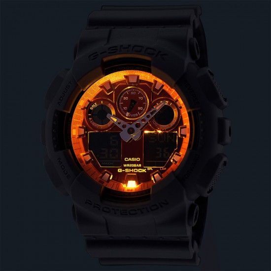 Casio G-Shock Flame Inside Series GA-100FL-8A Grey Resin Band Men Sport Watch