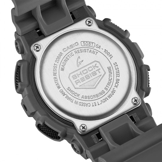Casio G-Shock Flame Inside Series GA-100FL-8A Grey Resin Band Men Sport Watch