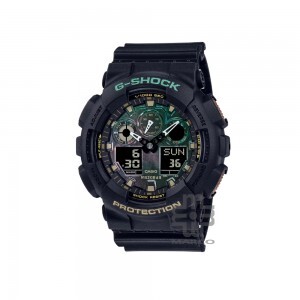 Casio G-Shock Teal and Brown Series GA-100RC-1A Black Resin Band Men Sport Watch