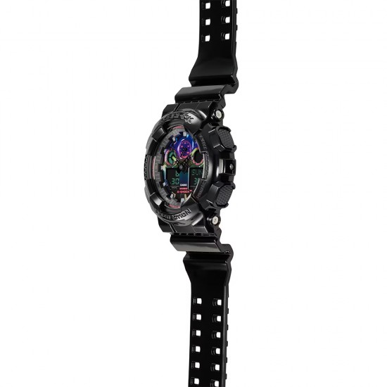 Casio G-Shock Virtual Rainbow Series GA-100RGB-1A Black Resin Band Men Sport Watch