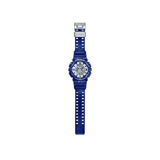 Casio G-Shock Porcelain Series GA-110BWP-2A Blue Resin Band Men Sports Watch