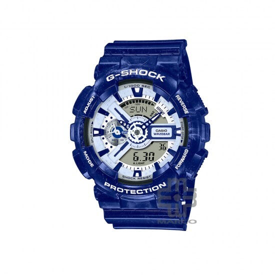 Casio G-Shock Porcelain Series GA-110BWP-2A Blue Resin Band Men Sports Watch