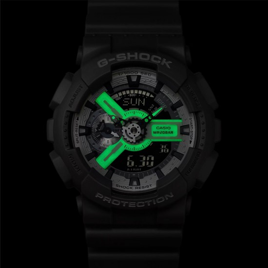 Casio G-Shock Hidden Glow Series GA-110HD-8A Gray Resin Band Men Sports Watch